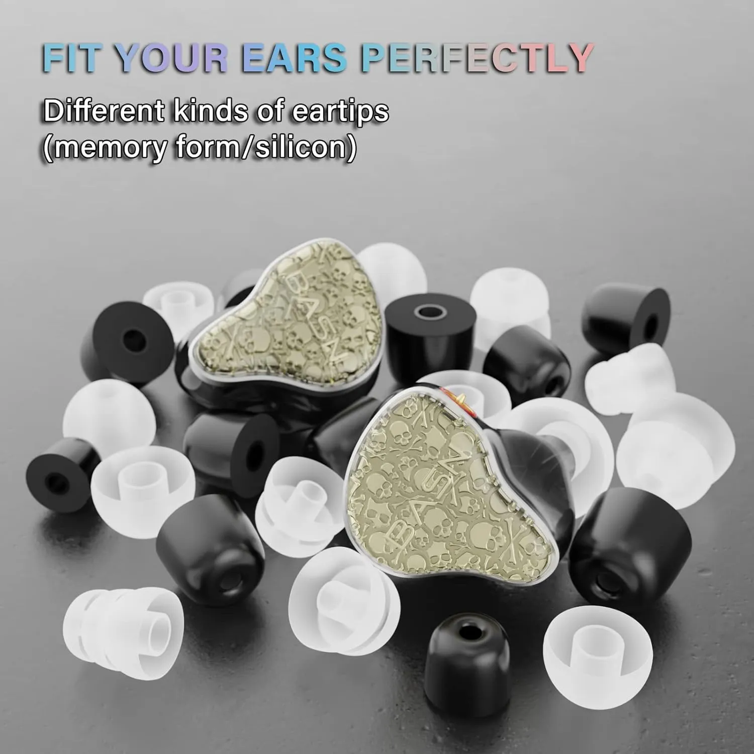 BASN Bmaster5 in Ear Monitors, 1DLC Diaphragm 4BA 5 Drivers IEM Earphones with Silver-Plated OFC Cable, Noise Isolation Wired Earbuds for Musicians (Starlight Gold)