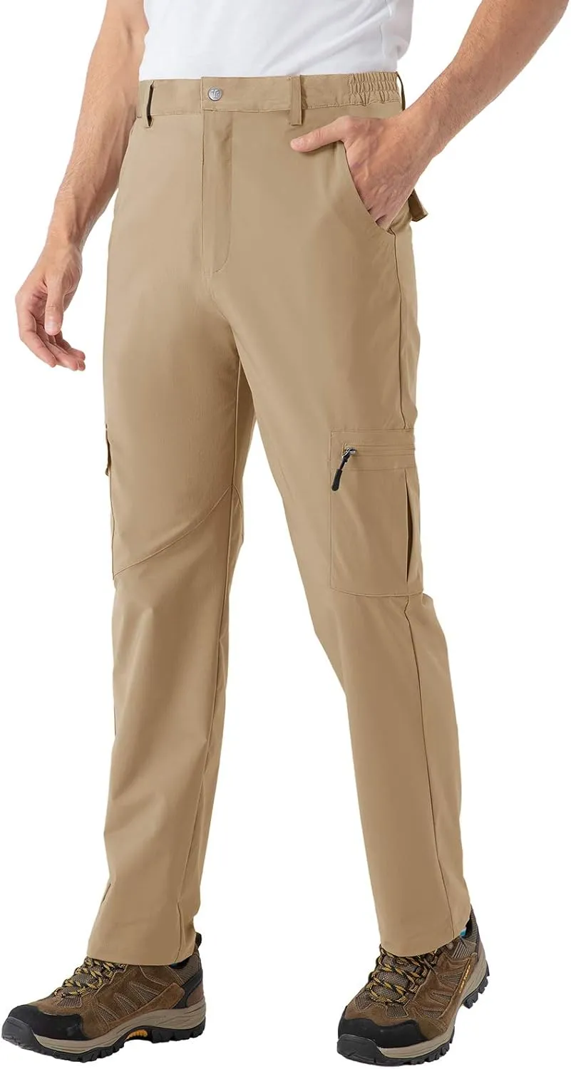 BASUDAM Men's Cargo Hiking Pants Quick Dry Lightweight Stretch Water Resistant Summer Outdoor Work Travel with Pockets