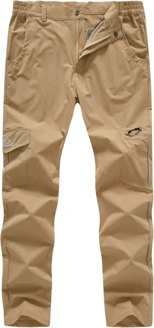 BASUDAM Men's Cargo Hiking Pants Quick Dry Lightweight Stretch Water Resistant Summer Outdoor Work Travel with Pockets
