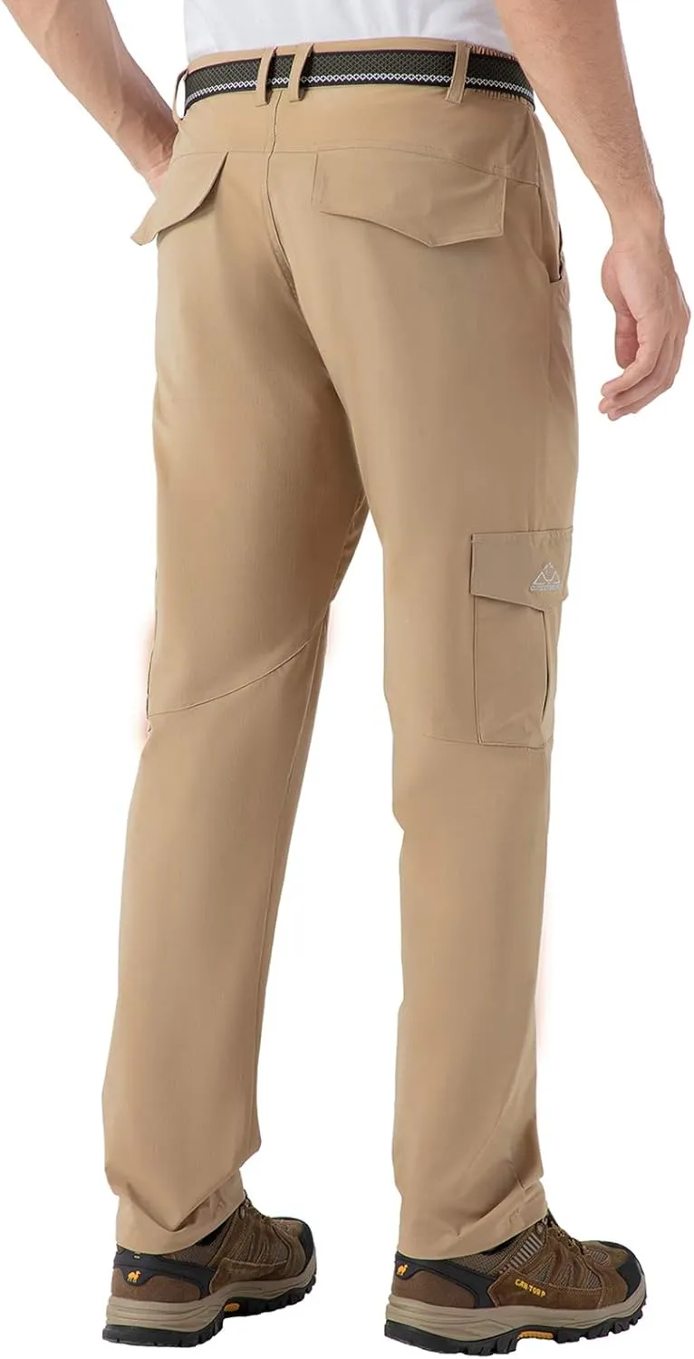 BASUDAM Men's Cargo Hiking Pants Quick Dry Lightweight Stretch Water Resistant Summer Outdoor Work Travel with Pockets