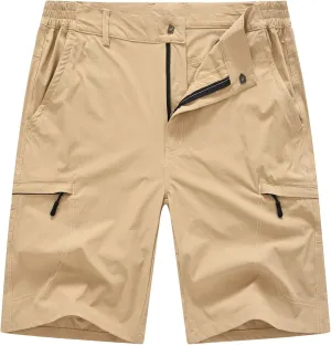 BASUDAM Men's Cargo Hiking Shorts Stretch Quick Dry Lightweight Work Shorts 6 Pockets for Camping Travel