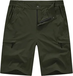BASUDAM Men's Cargo Hiking Shorts Stretch Quick Dry Lightweight Work Shorts 6 Pockets for Camping Travel