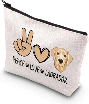 BDPWSS Labrador Makeup Bag Labrador Retriever Gift Labrador Lover Gift Peace Love Labrador Zipper Pouch For Labrador Mom Gift (Peace Love Labrador)
