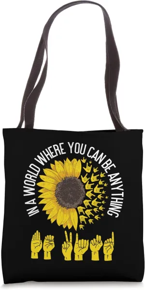 Be Kind ASL Sign Language Deaf Interpreter Tote Bag