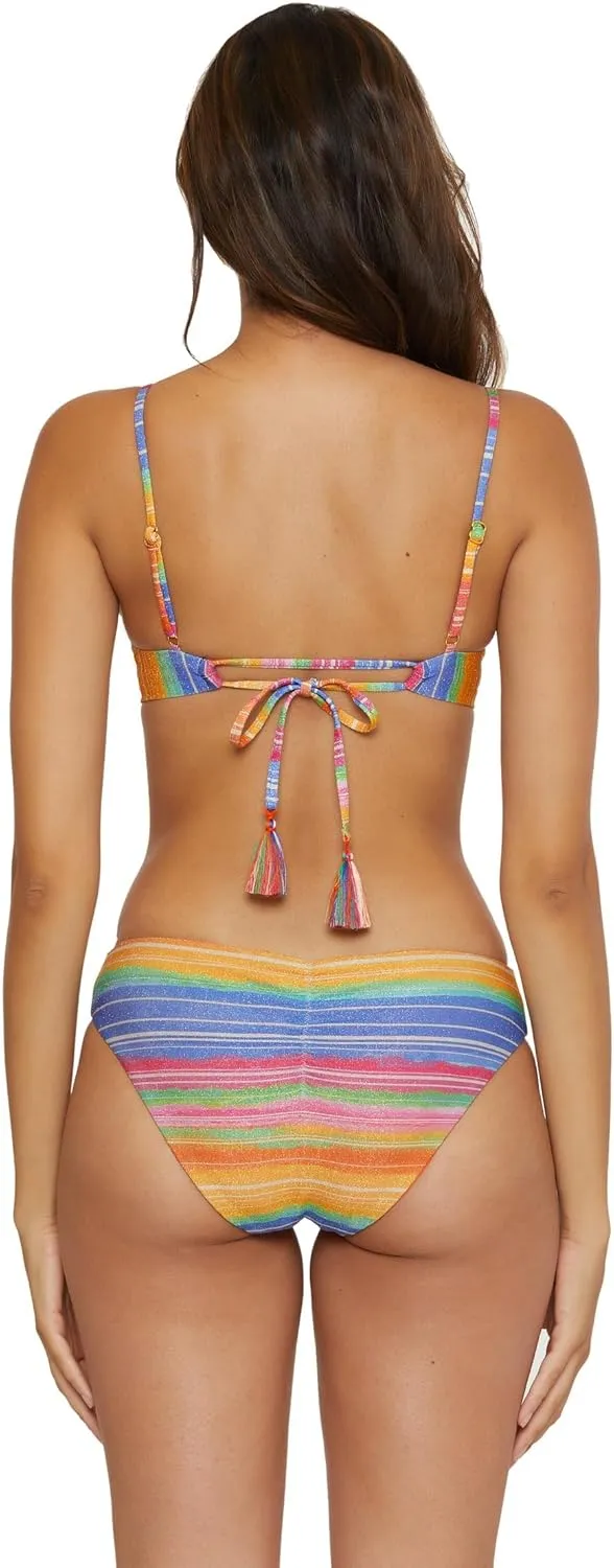 BECCA Women's Standard Shoreline Reversible Shirred Hipster Bikini Bottom, Cheeky Coverage, Swimwear Separates