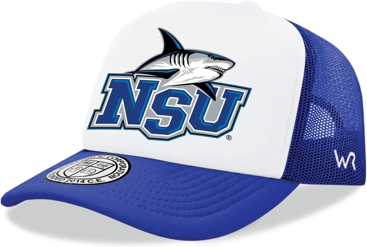 BH Fashion Company Nova Southeastern University Sharks NSU Trucker Mesh Snapback Jumbo Cap, Royal Blue