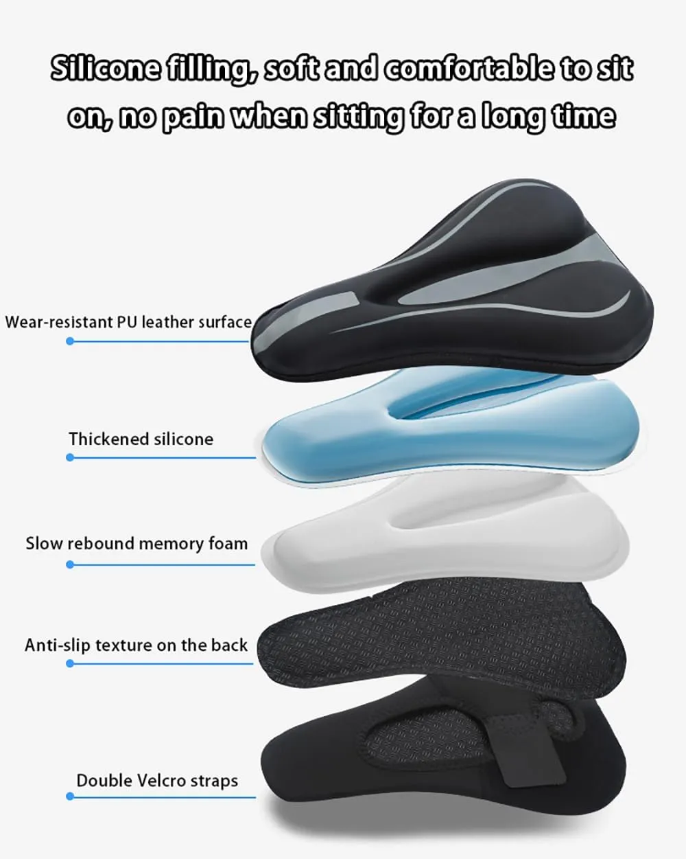 Bike Seat Cushion for Diamondback Bicycles Line Bicycles Mason Trail Bicycles Mission 1, Soft Comfort Breathable Bike Seat Cover Gel Padded Bike Seat Cover for Men & Women Waterproof Bike Cushion