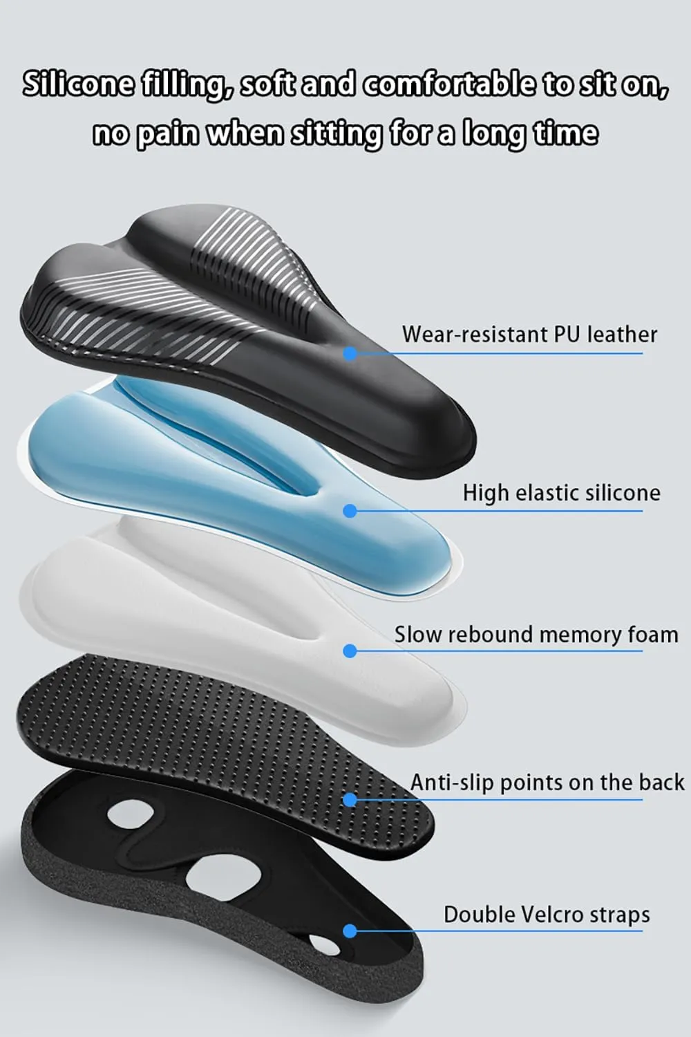 Bike Seat Cushion for Merida Big Nine XT Big Seven Big Trail Big Trail 500, Soft Comfort Breathable Bike Seat Cover Gel Padded Bike Seat Cover for Men & Women Waterproof Bike Cushion,B
