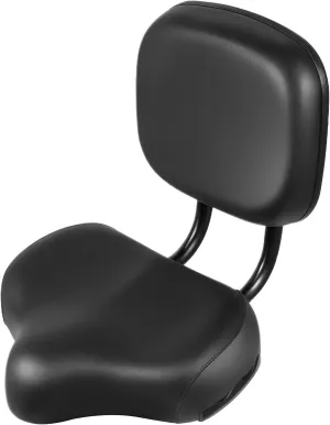 Bike Seat with Backrest, Electric Tricycle Bike Bicycle Saddle Seat Pad with Back Rest Black Wide Comfort Leather Cushion Soft Pad