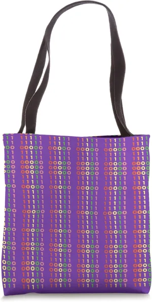 Binary Code Spells Love In Rainbow Cute For Coders Purple Tote Bag