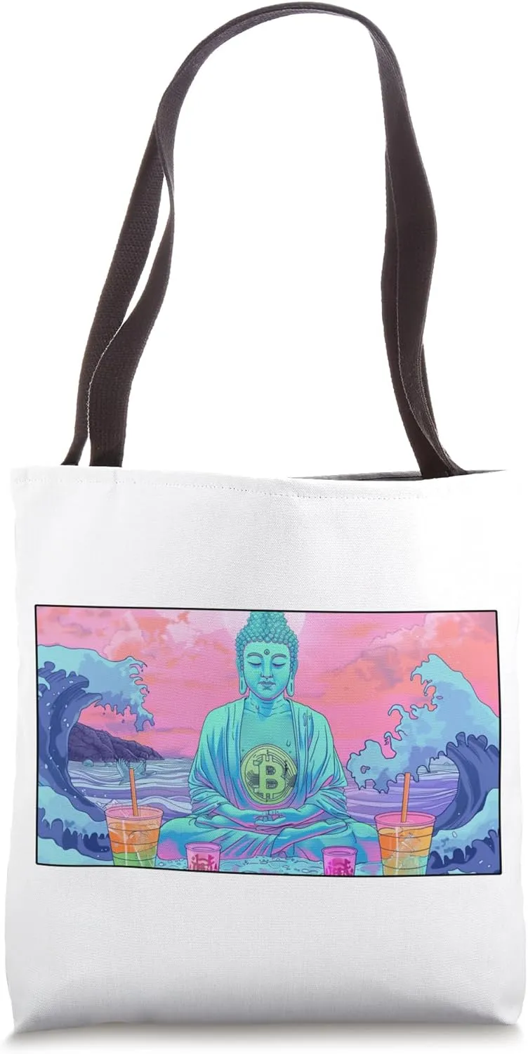 Bitcoin Buddha Peace Relaxation Asia Hinduism Karma Tote Bag