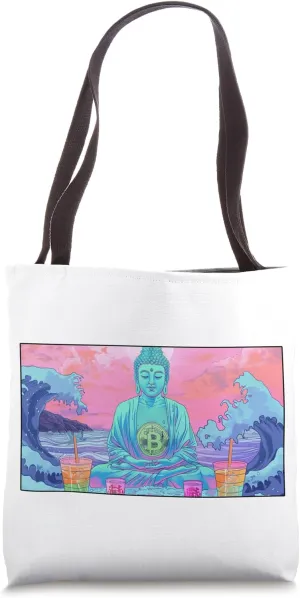 Bitcoin Buddha Peace Relaxation Asia Hinduism Karma Tote Bag