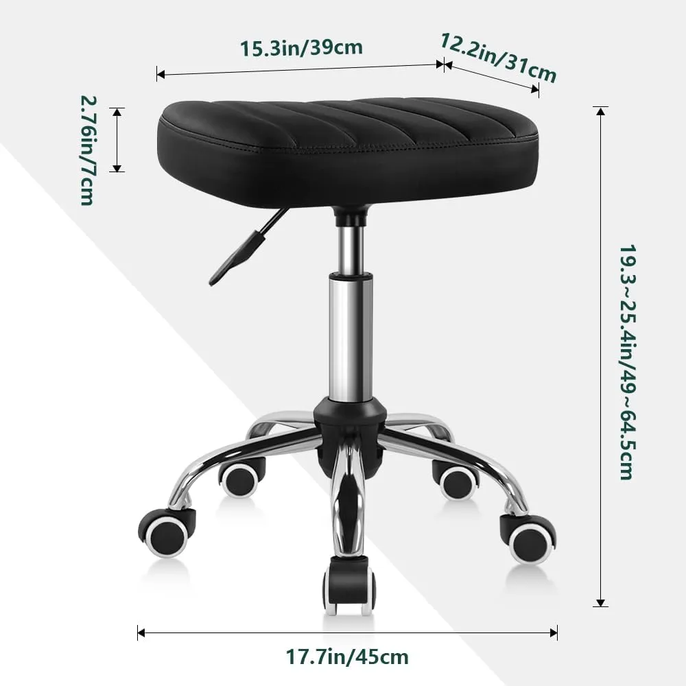 Black Minimalist Square Swivel Stool with Wheel Perfect for Work SPA Shop Massage Height-Adjustable and Cost-Effective Rolling Stool Chair