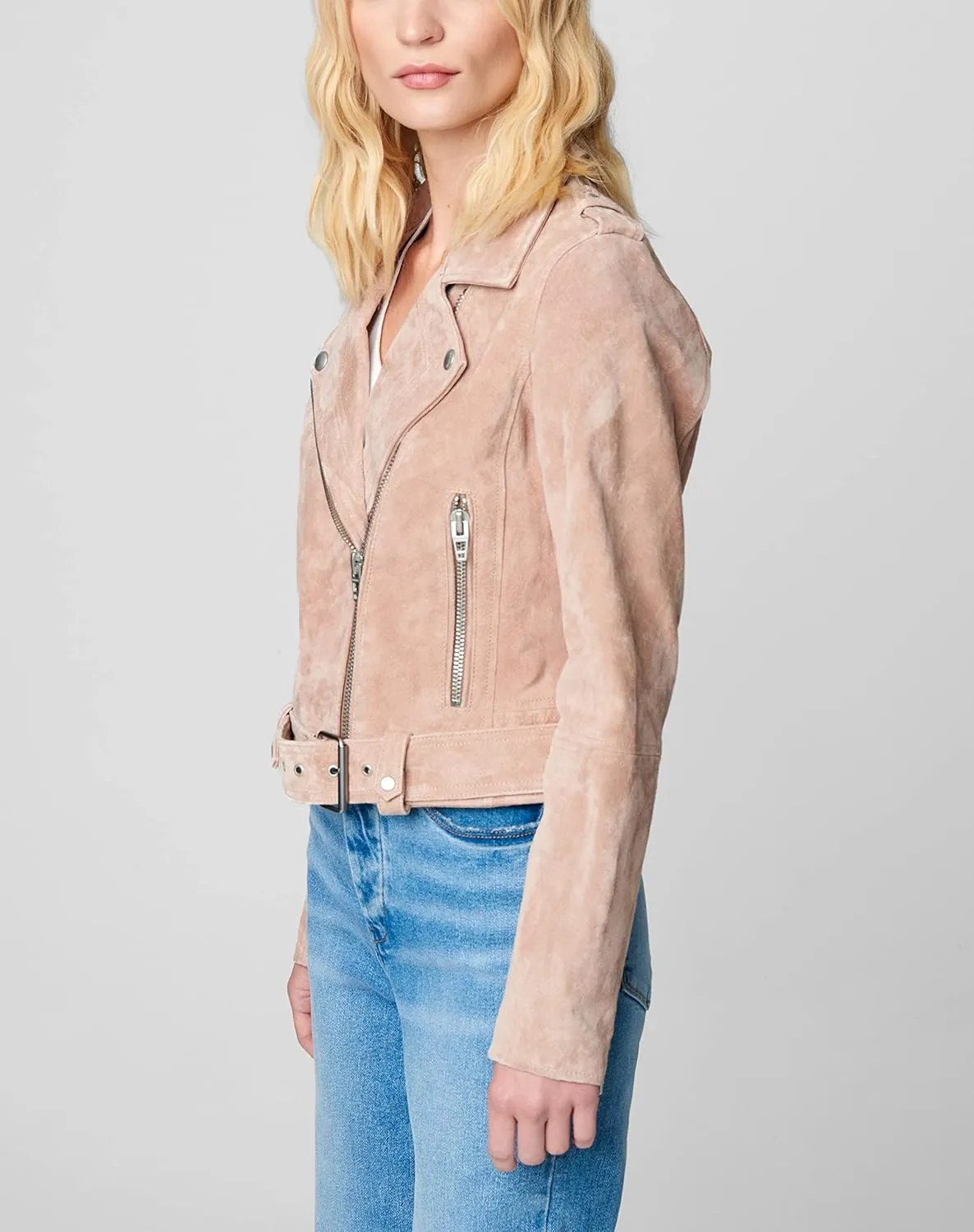 [BLANKNYC] womens Luxury Clothing Cropped Suede Leather Motorcycle Jackets, Comfortable & Stylish Coats