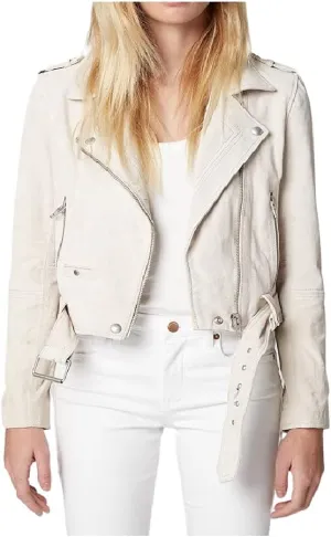 [BLANKNYC] womens Luxury Clothing Cropped Suede Leather Motorcycle Jackets, Comfortable & Stylish Coats