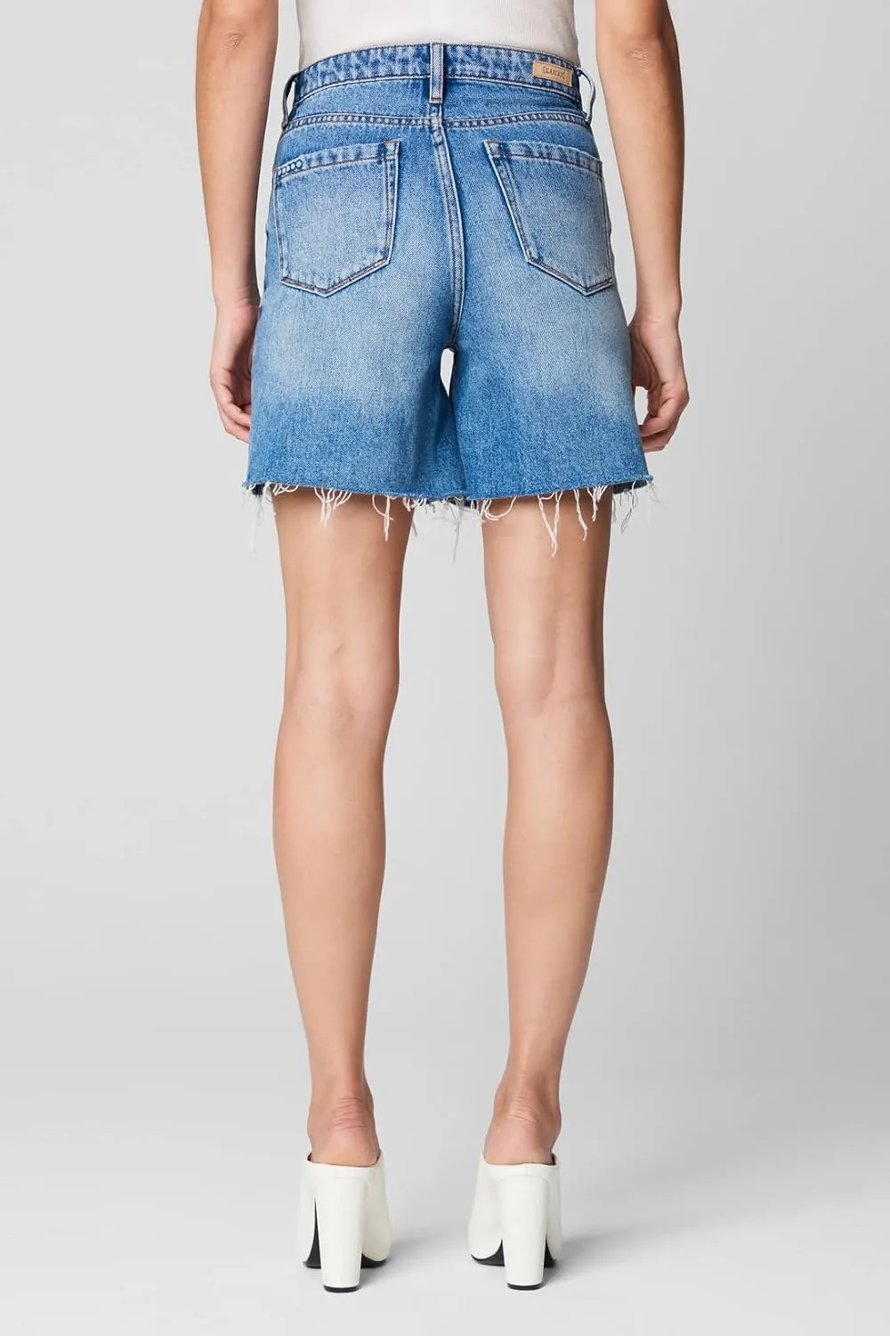 [BLANKNYC] Womens Luxury Clothing High Rise Five Pockets Denim Shorts with Small Rips, Comfortable & Stylish