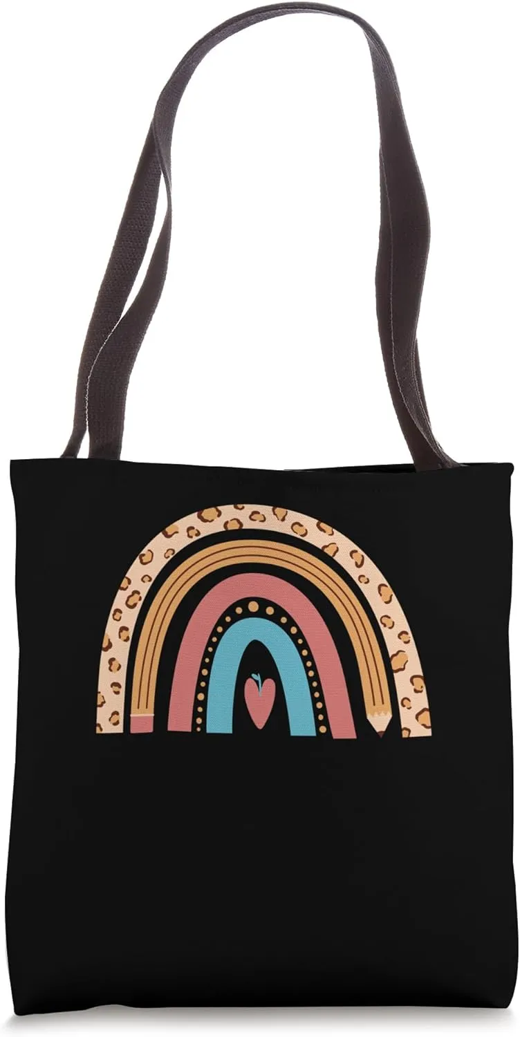 Boho Leopard Rainbow Reading Specialist for SLP Teachers Tote Bag