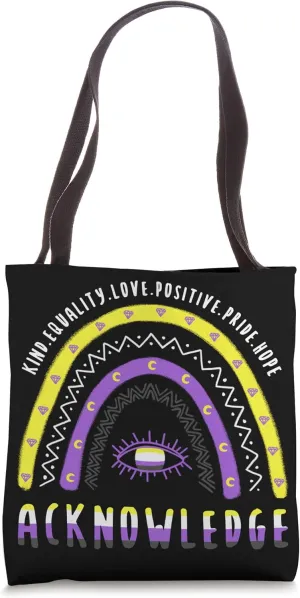 Boho Rainbow Acknowledge Nonbinary Tote Bag