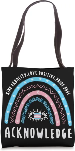 Boho Rainbow Acknowledge Transgender Tote Bag