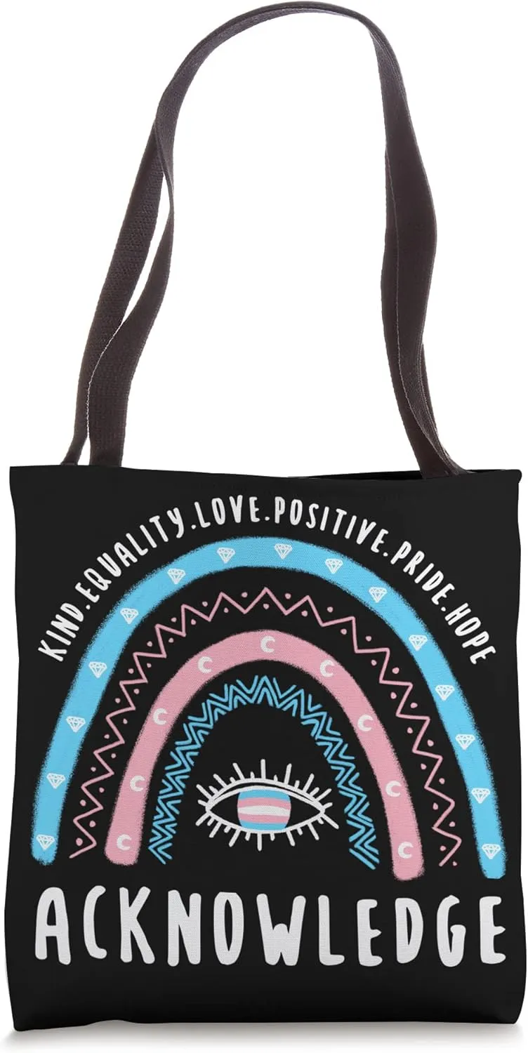 Boho Rainbow Acknowledge Transgender Tote Bag