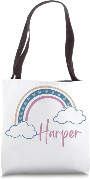 Boho Rainbow Girl Name Harper Name Tag Harper Boho Tote Bag
