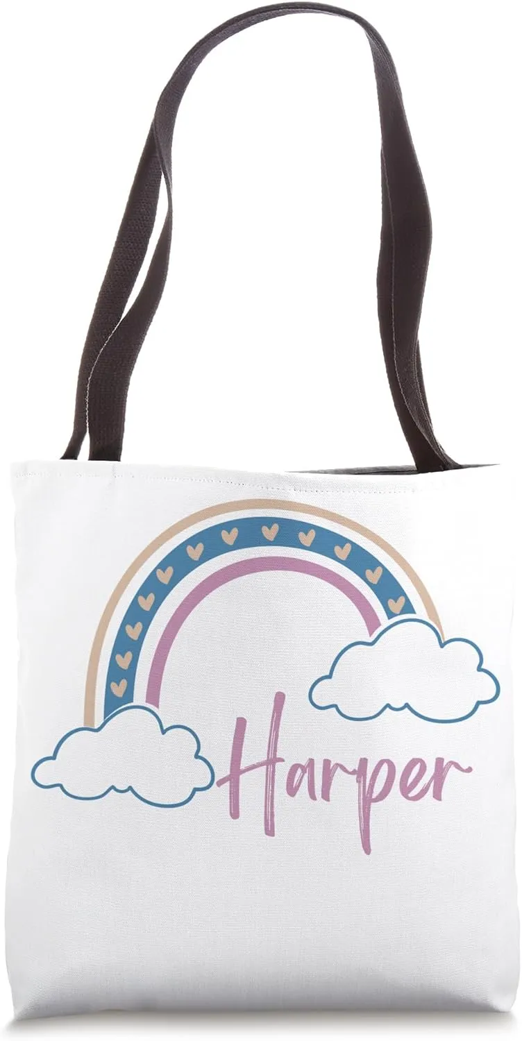 Boho Rainbow Girl Name Harper Name Tag Harper Boho Tote Bag
