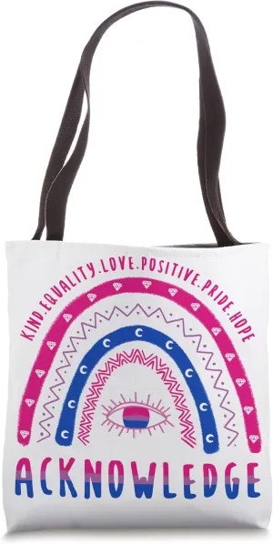 Boho Rainbow LGBT Quote Acknowledge Bisexual Tote Bag