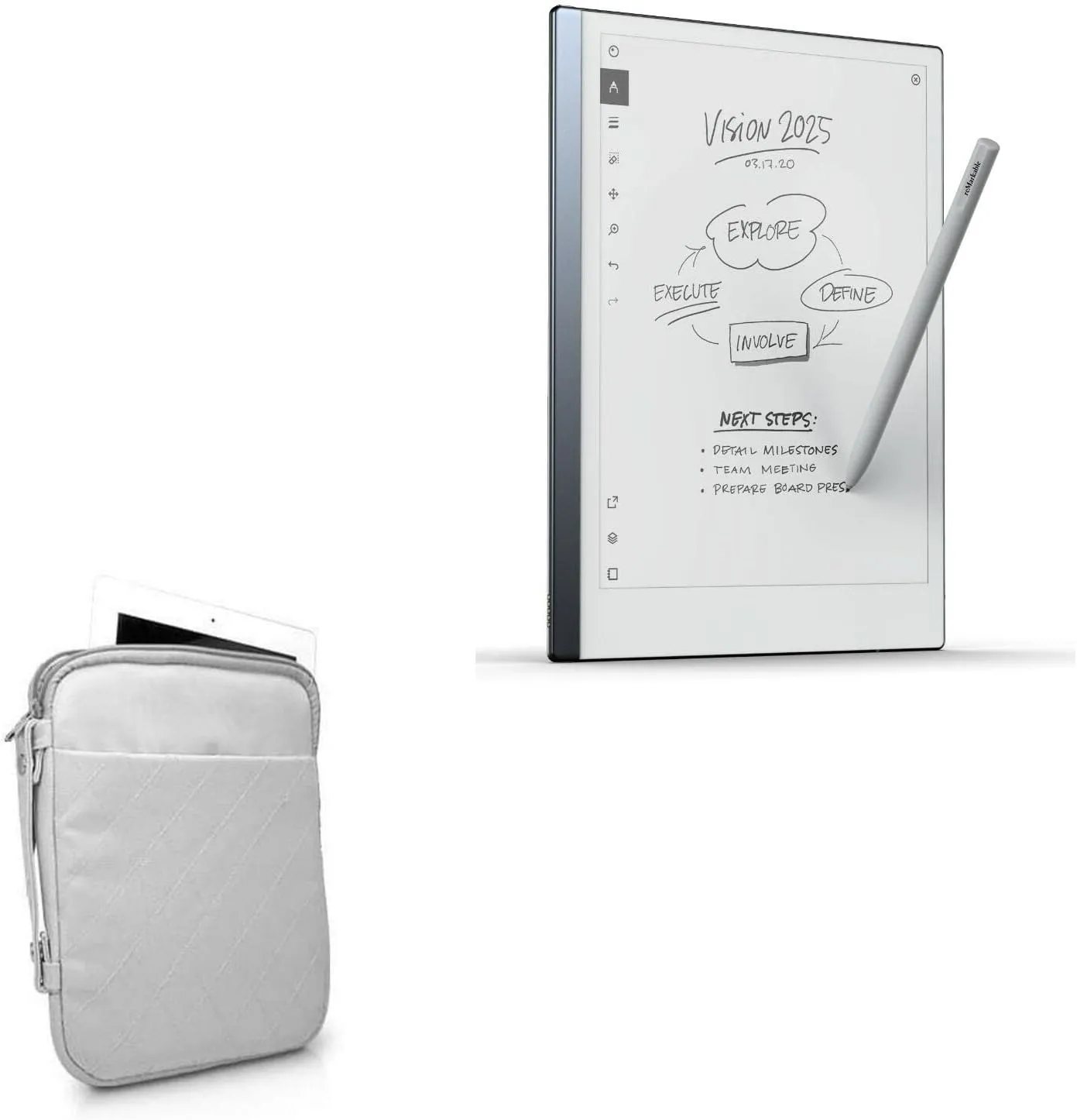 BoxWave Case Compatible with Remarkable 2 - Quilted Carrying Bag, Soft Synthetic Leather Cover w/Diamond Design - Cool Grey