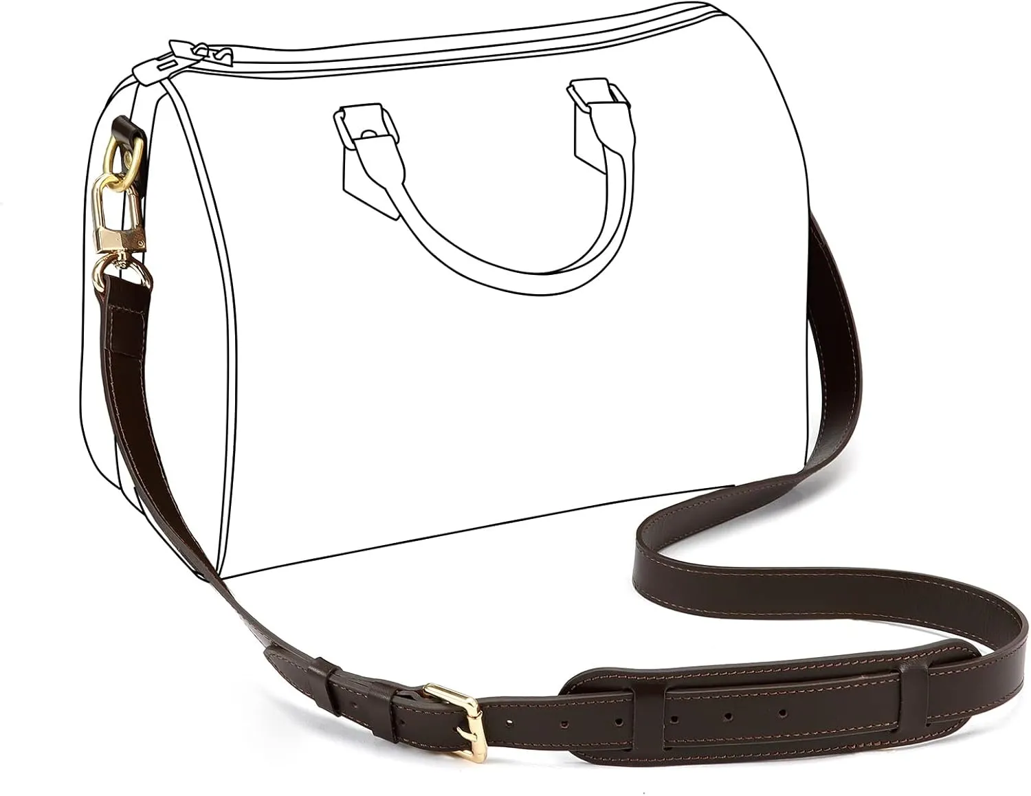 Brown Leather Cross Body Replacement Strap for Keep All 45 50 55 Speedy 35 40