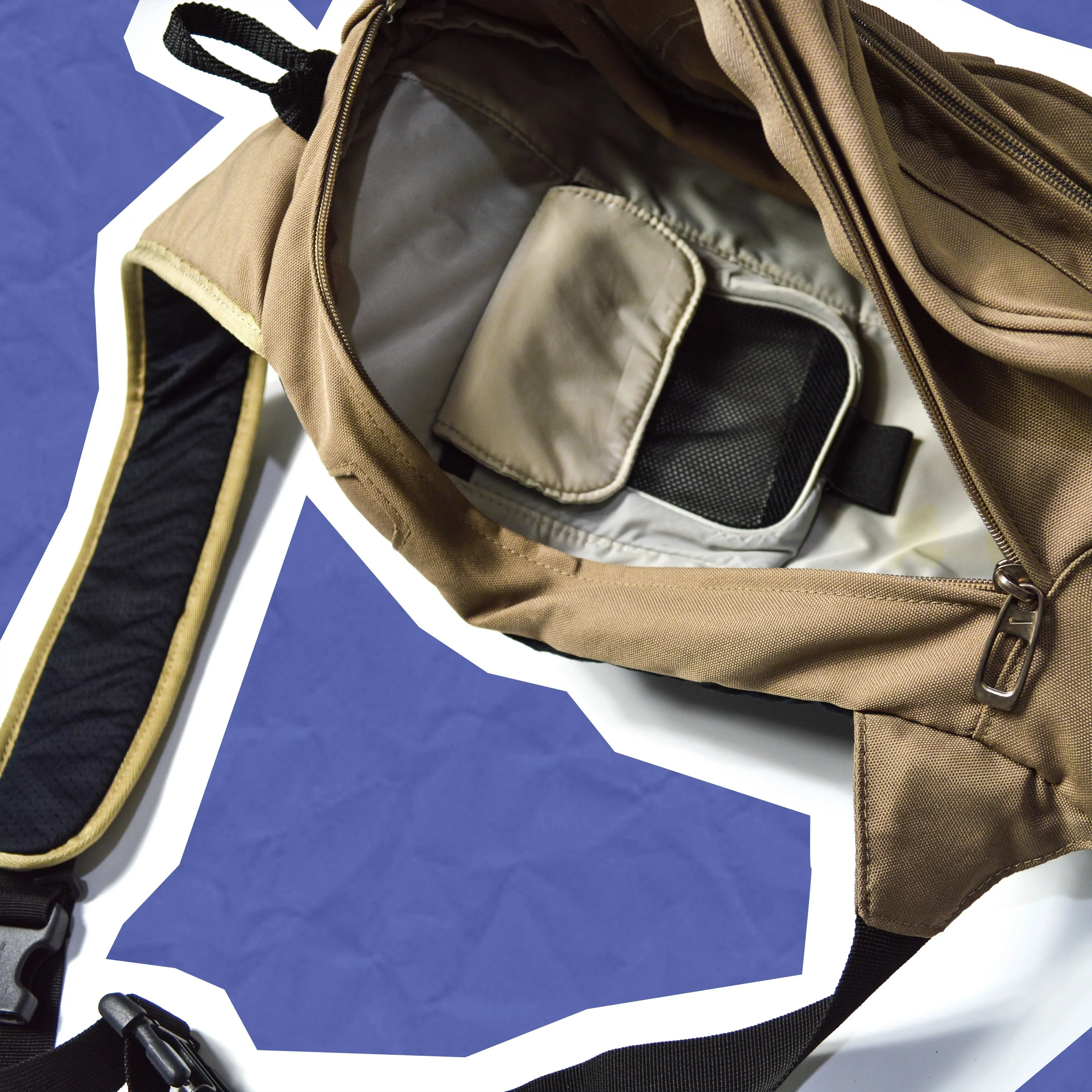 Brown Multi-Pocket Sling Bag (OS)