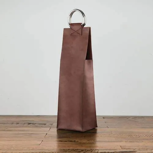 Brown Single-Bottle Wine Tote