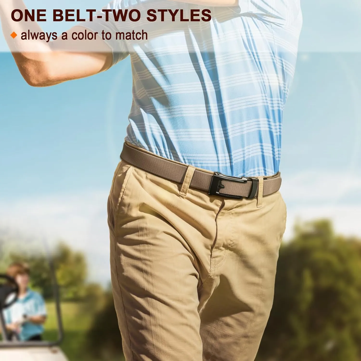 BULLIANT Men Golf Belt Multi-Pack, Ratchet Stretch Belt Fully Adjustable For Exact Fit 1 3/8"