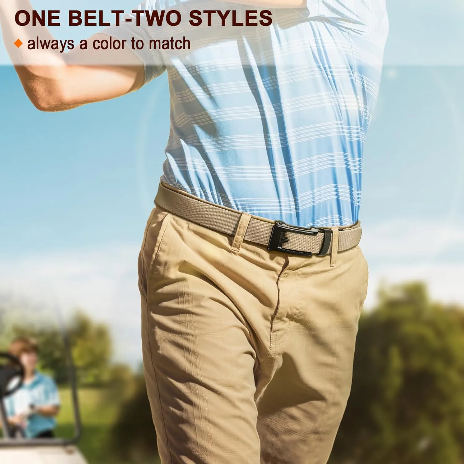 BULLIANT Men Golf Belt Multi-Pack, Ratchet Stretch Belt Fully Adjustable For Exact Fit 1 3/8"