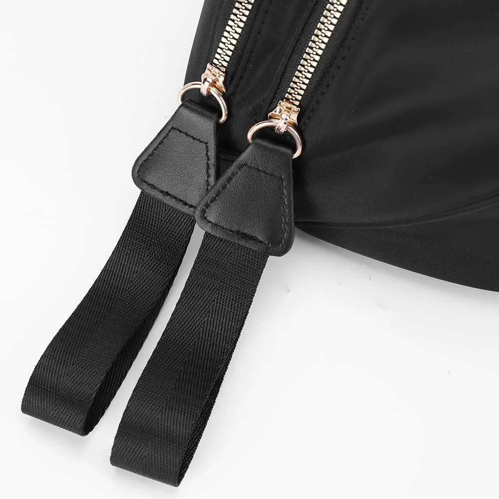 Bum Bags for Women Nylon Crossbody Bag Solid Spacious Cresent Sling Belt Half Moon Purse with Adjustable Strap Trendy Satchel
