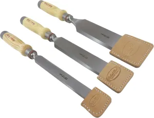 Bundle Robert Sorby 3 Piece Set Timber Framing Chisels with Bevel Edges (1, 1-1/2 and 2 Inches) with Leather Edge Guards 15-1/2 Overall Length 286x3/285EGx3…