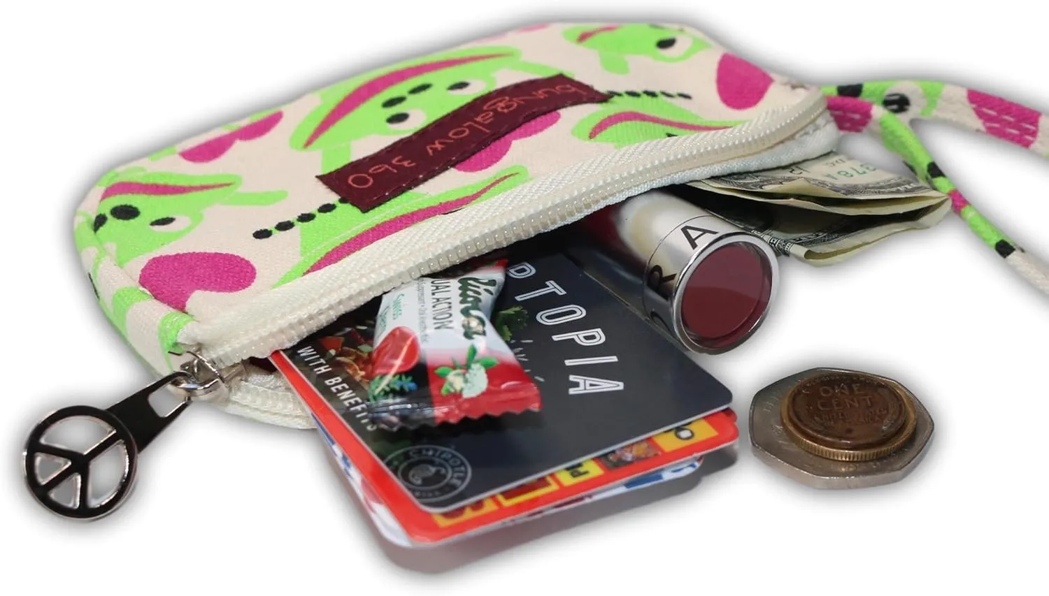 Bungalow 360 Canvas Clutch Coin Purse (Alien Frog)