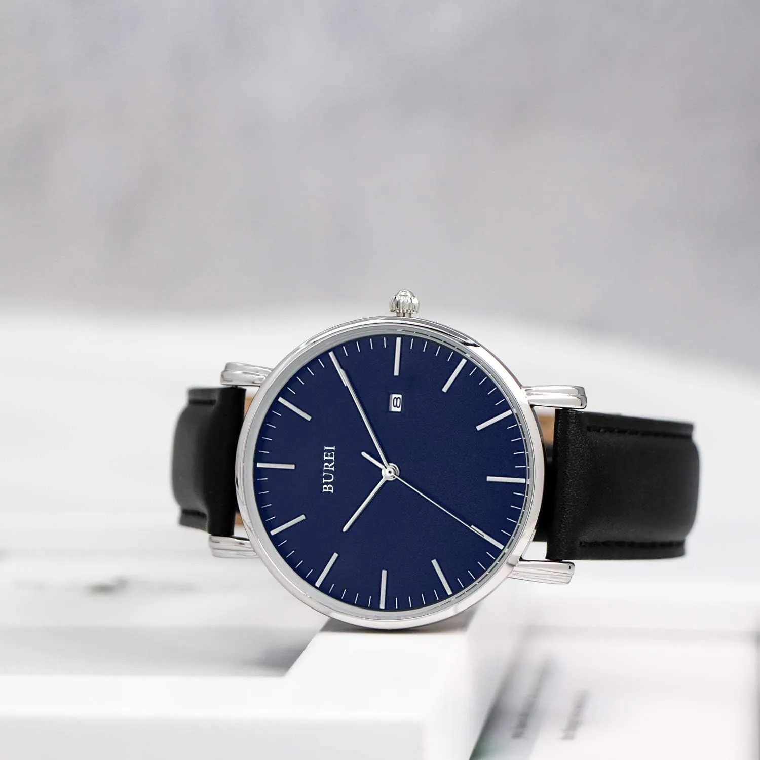 BUREI Men Wrist Watches Fashion Minimalist Analog Quartz Waterproof Watches for Men