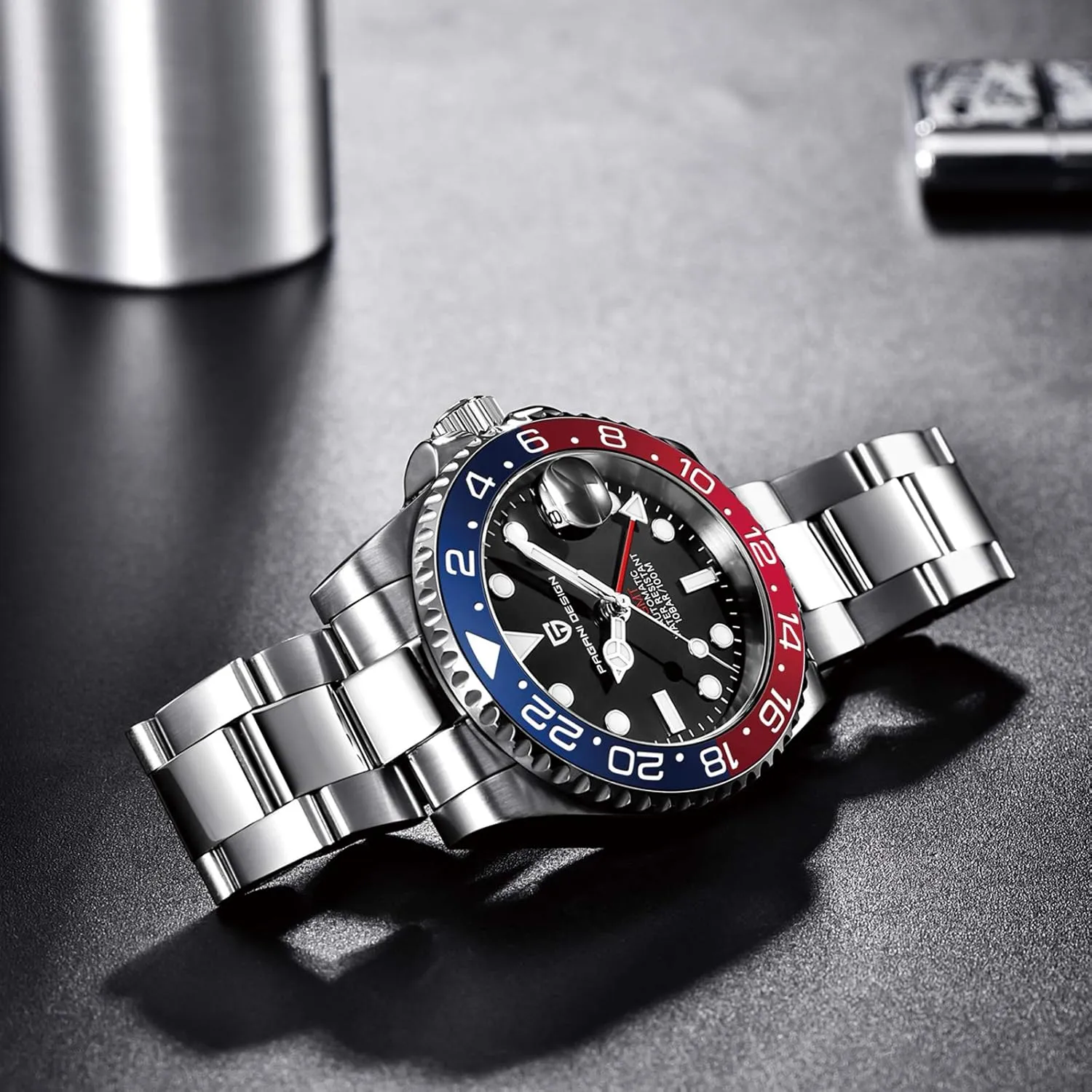 BY BENYAR Pagani Design Men GMT Automatic Watches-Fashion Stainless Steel Mechanical Watch-Sapphire Glass Lens Watch Men