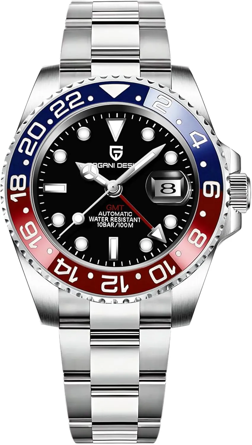 BY BENYAR Pagani Design Men GMT Automatic Watches-Fashion Stainless Steel Mechanical Watch-Sapphire Glass Lens Watch Men