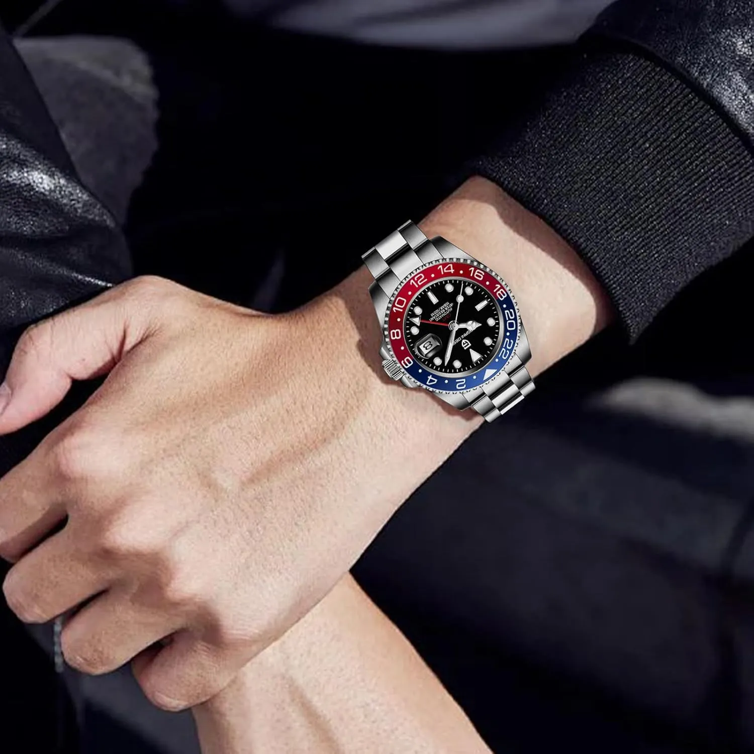 BY BENYAR Pagani Design Men GMT Automatic Watches-Fashion Stainless Steel Mechanical Watch-Sapphire Glass Lens Watch Men