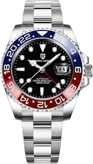 BY BENYAR Pagani Design Men GMT Automatic Watches-Fashion Stainless Steel Mechanical Watch-Sapphire Glass Lens Watch Men