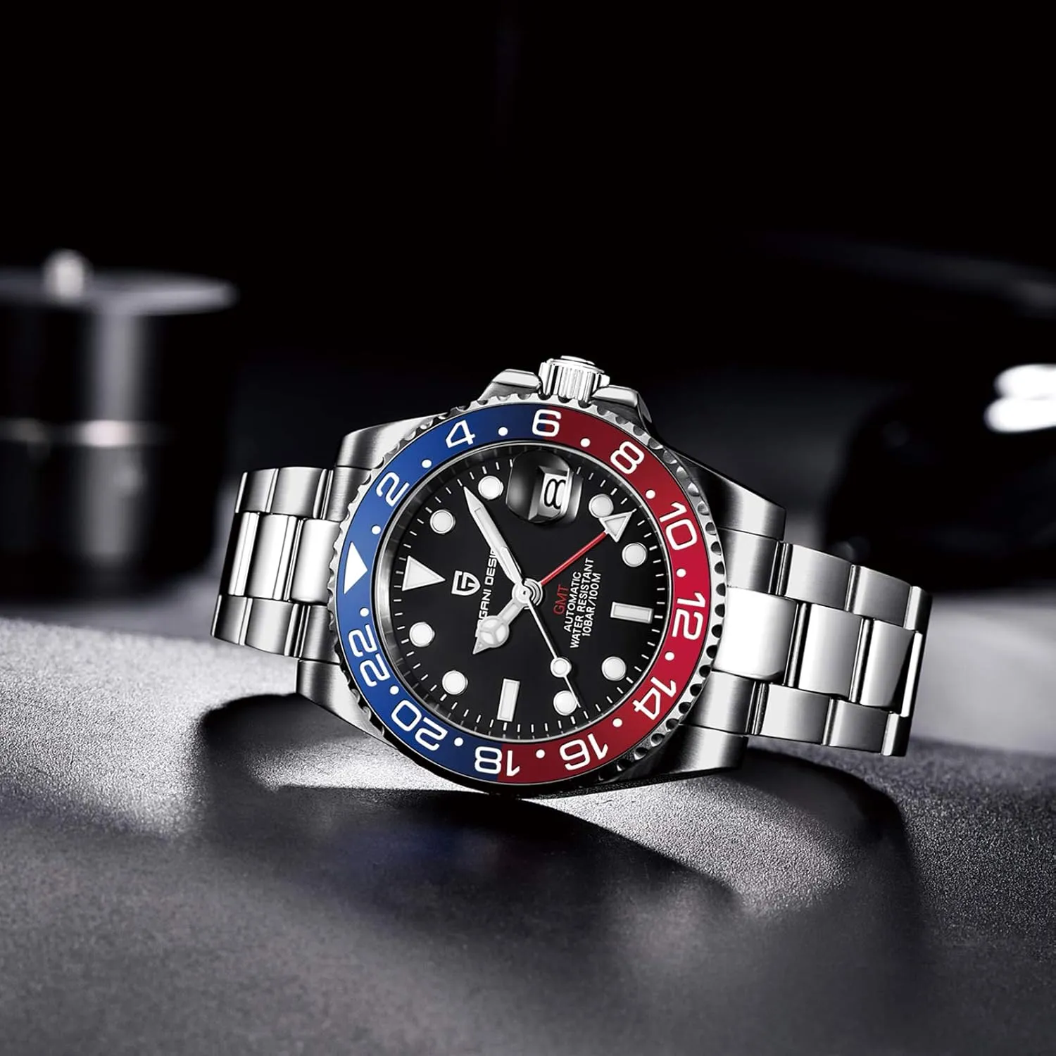 BY BENYAR Pagani Design Men GMT Automatic Watches-Fashion Stainless Steel Mechanical Watch-Sapphire Glass Lens Watch Men
