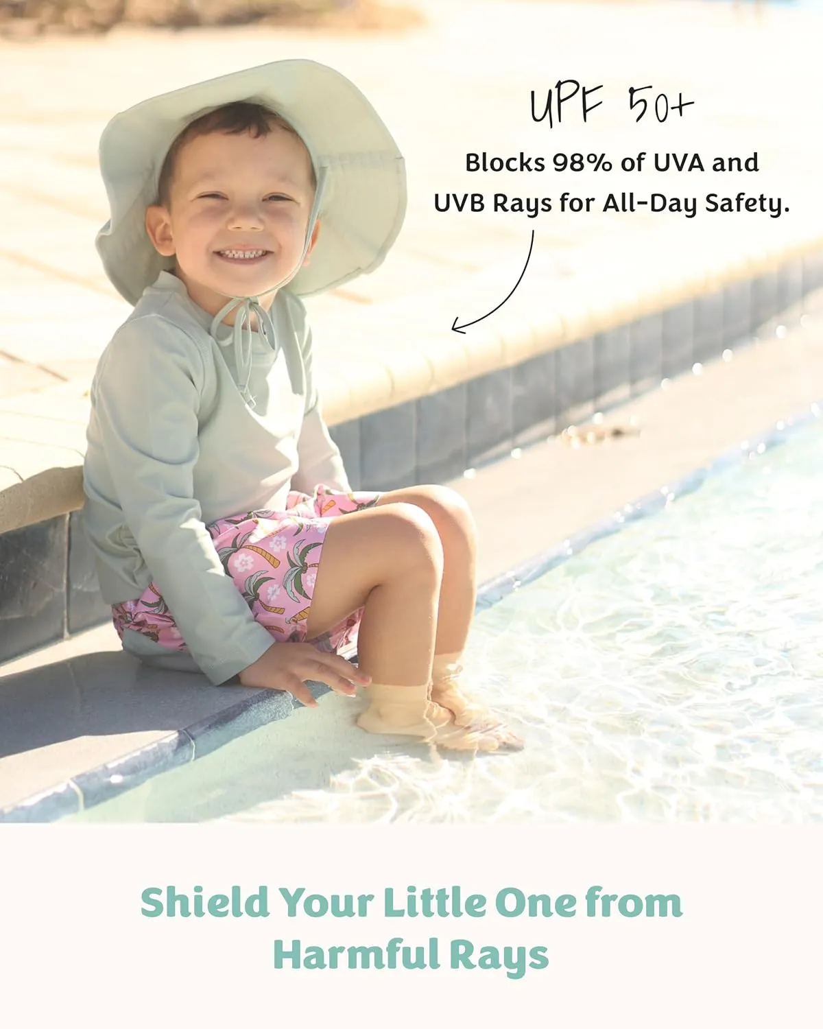 Caden Lane Boys' Rash Guard, UPF 50  Sun Protection Long Sleeve Swim Shirt, Quick-Dry, Stretchy & Lightweight Beach Shirt, Breathable & Chlorine Resistant Swimwear, Palm Green, 6-12 Months
