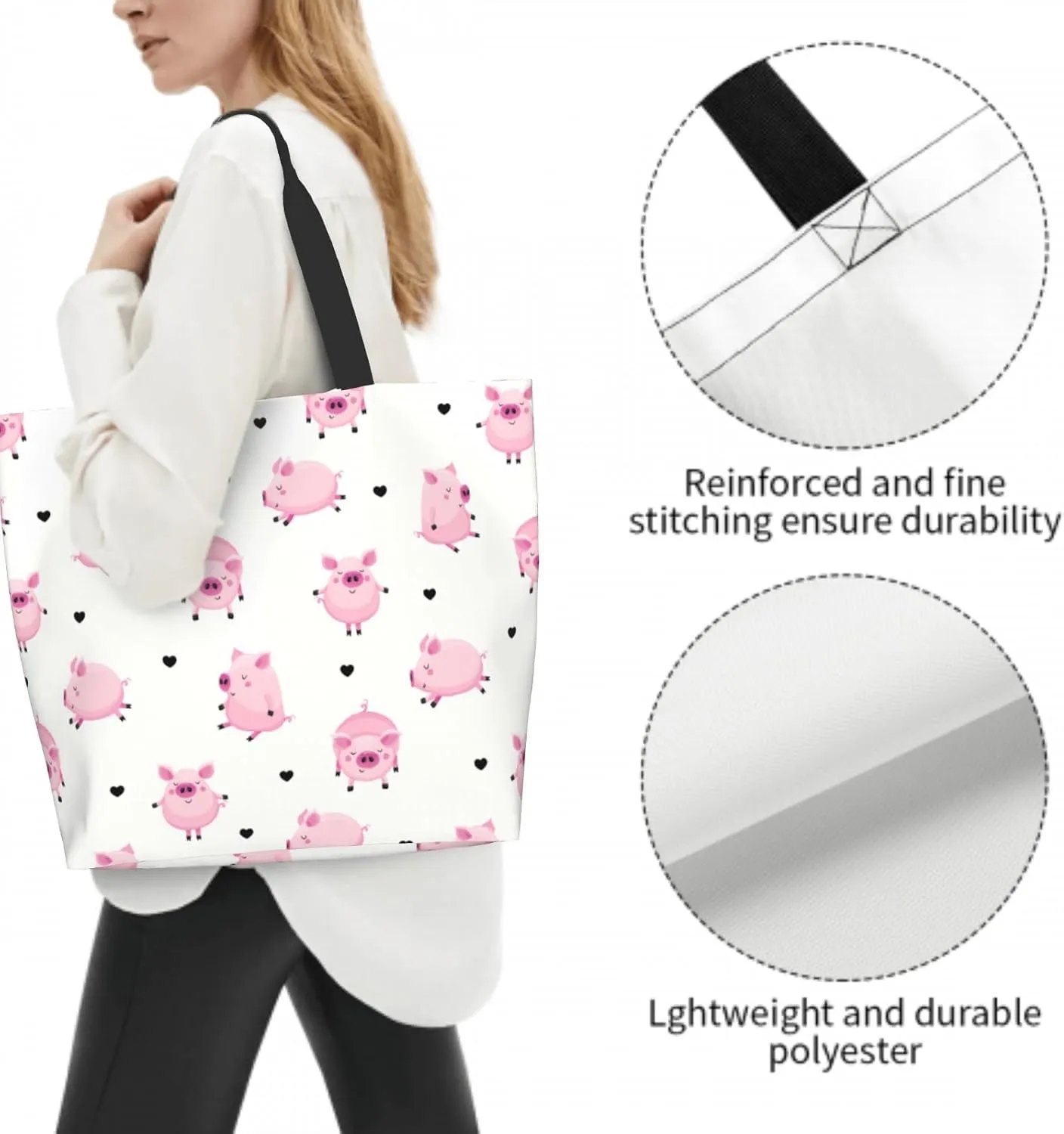 Cafl Tote Bag Shoulder Bag Large Reusable Shopping Bags Portable Storage Handbag