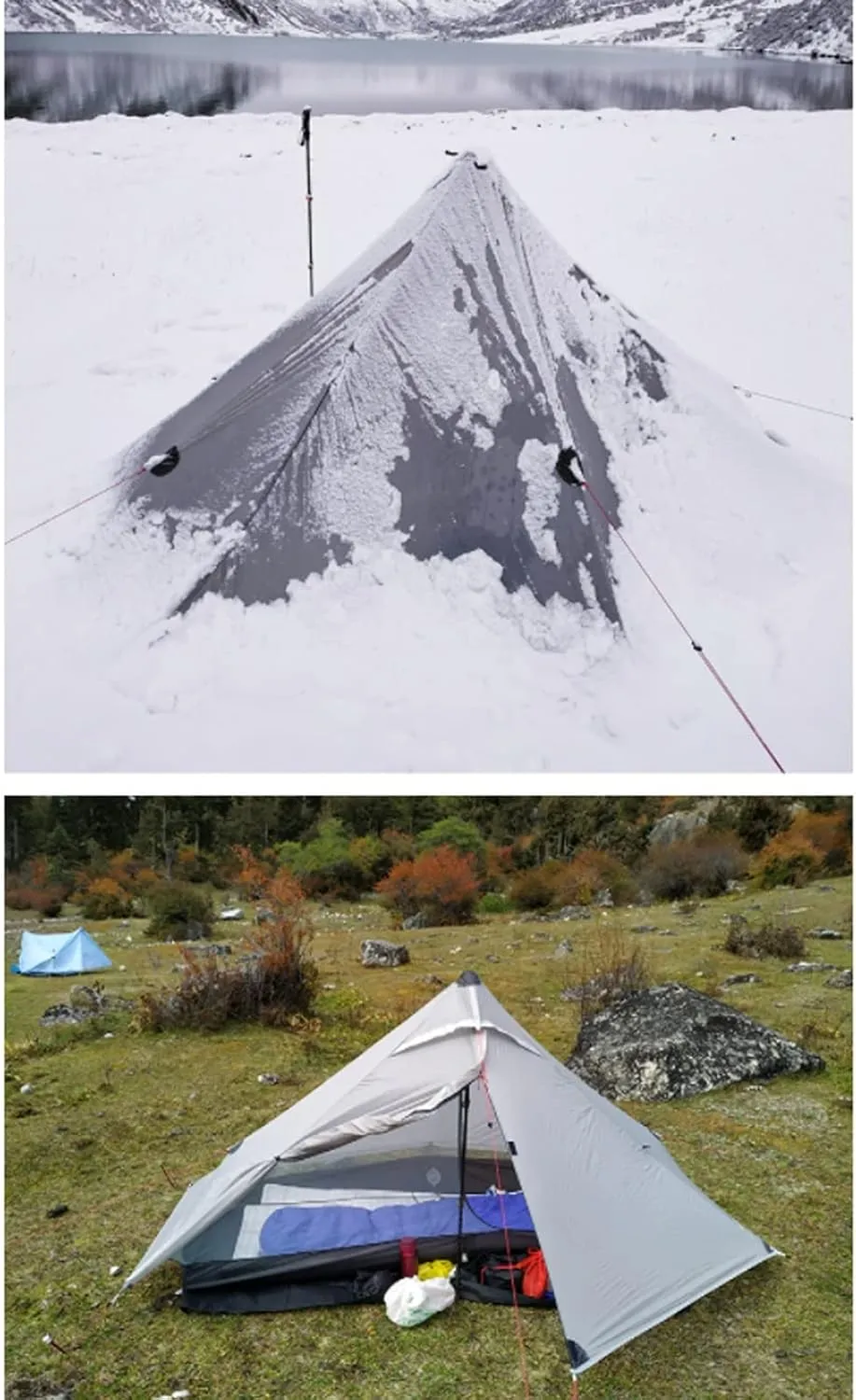 Camping Tents,1 Pro Tent Outdoor 1 Person Ultralight Camping Tent 3 Season Professional 20d Rodless (Color : Green, Size : 3 Season)