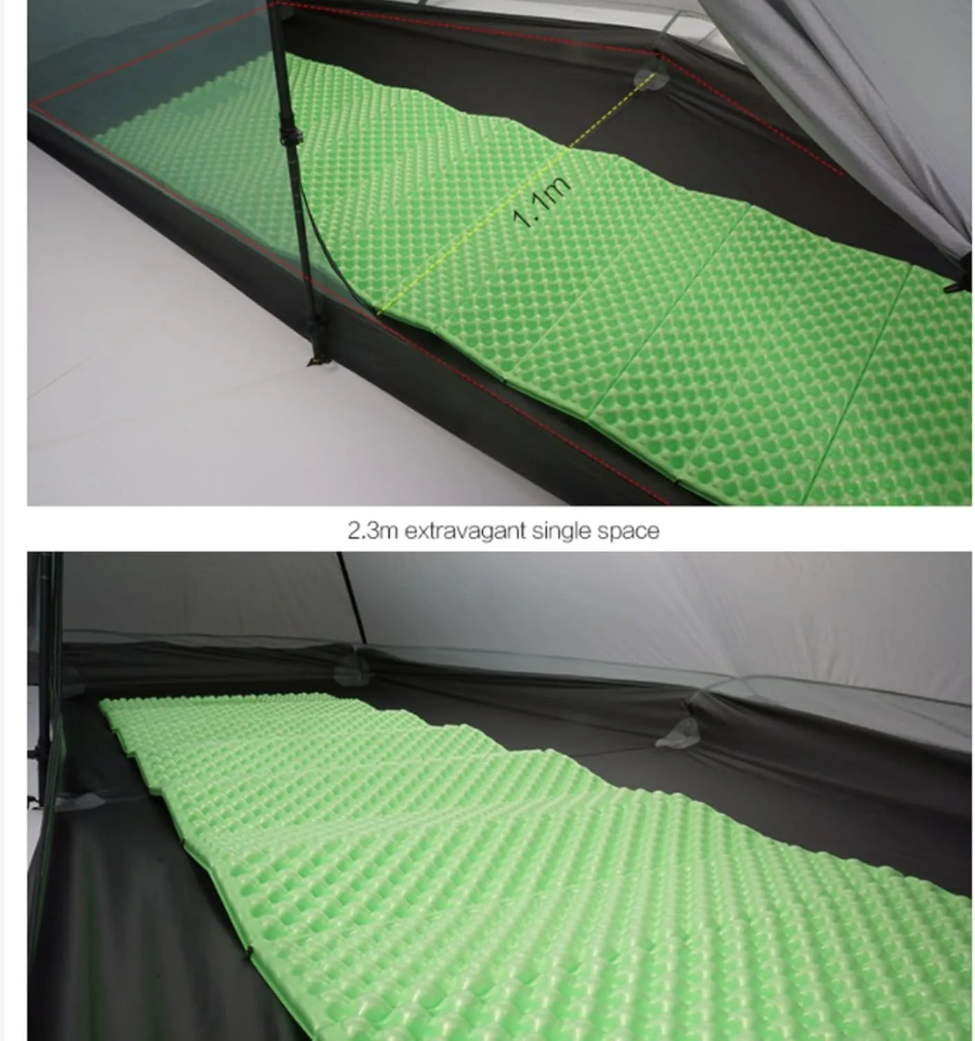 Camping Tents,1 Pro Tent Outdoor 1 Person Ultralight Camping Tent 3 Season Professional 20d Rodless (Color : Green, Size : 3 Season)