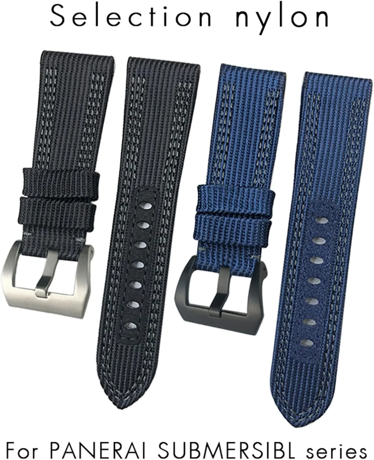 Canvas Leather Sport Watch Band，For Panerai Submersible Luminor PAM 24mm 26mm Series, Nylon Fabric Watch Strap for 22/24mm Replacement Accessories