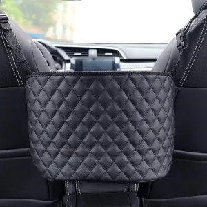 Car Handbag Holder, Car Leather Wallet Holder, Car Back Seat Storage Holder，Handbag Holder Between Car Seats， Car Back Seat Pet Child Barrier (Black)