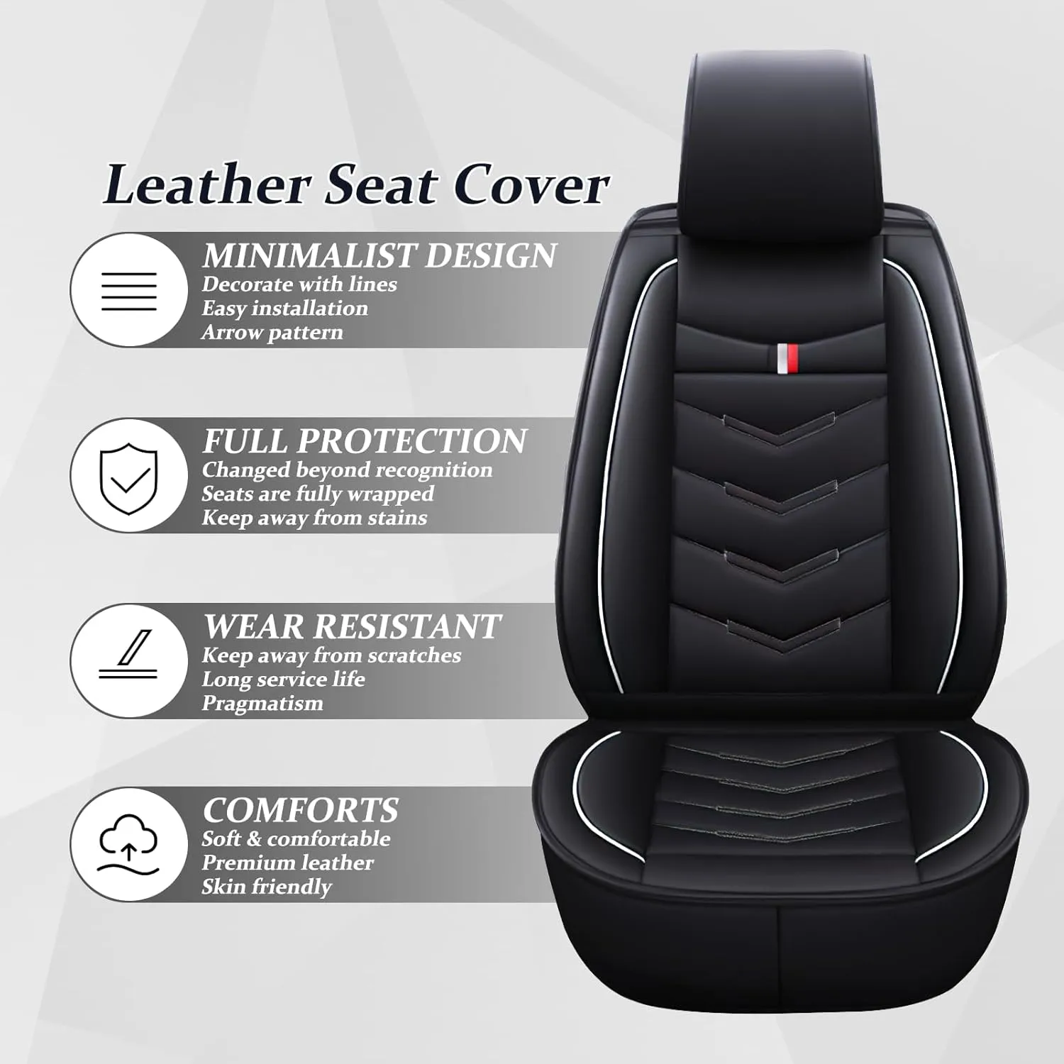 Car Seat Cover 8 Seats for Chevrolet Suburban 2000-2023, Waterproof Durable Compatible Airbag, Premium Leather Seat Protector(8 Seats Luxury,Black White)