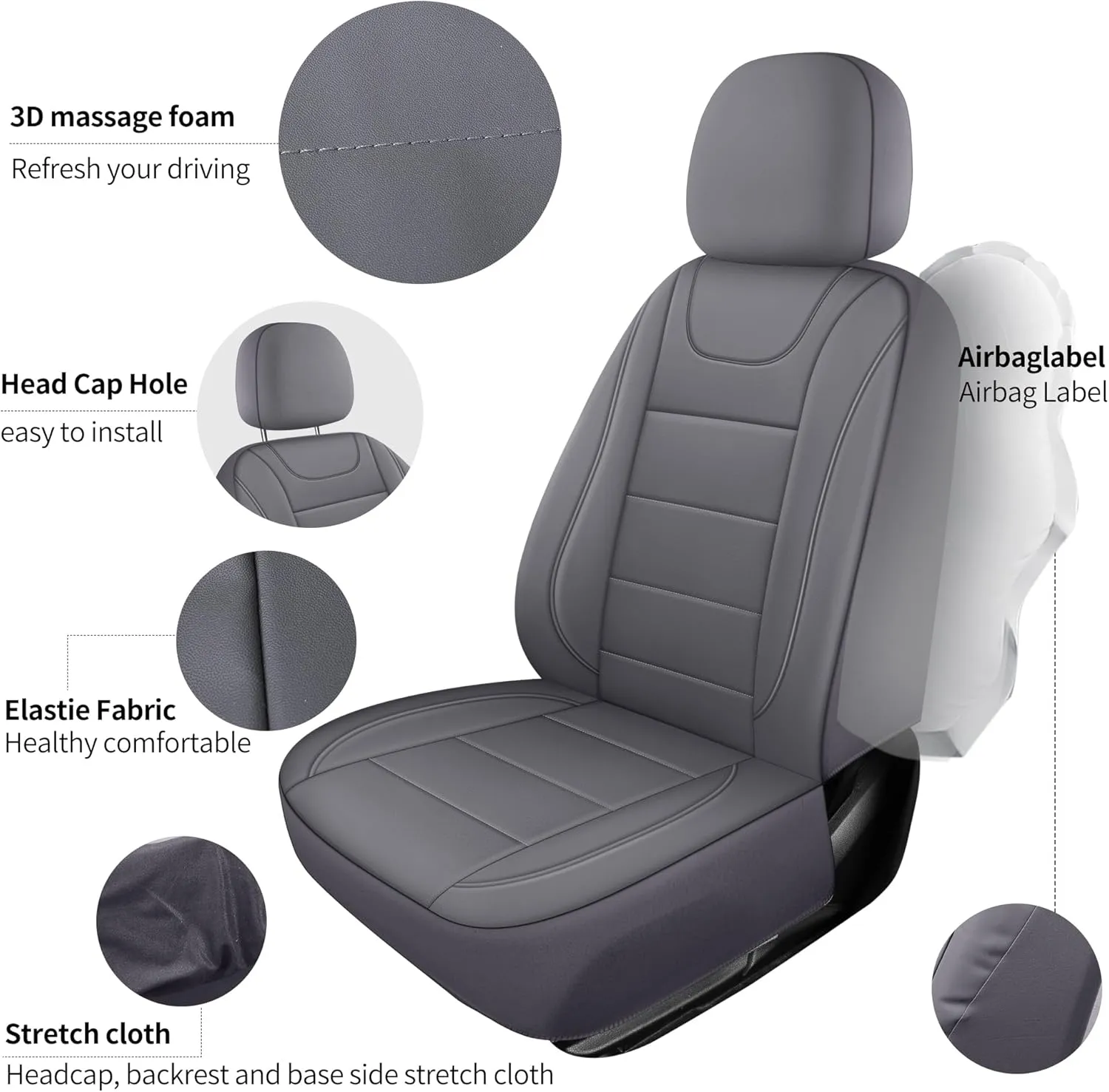 Car Seat Covers, Quilting Leather Seat Cover Two Front Seats,Waterproof Faux Leather Automotive Seat Covers for Cars,Universal Car Interior Fit for Suvs,Trucks,Airbag Compatible (2PCS,N4)